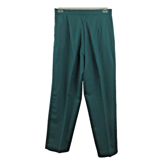 VTG Dan Scott Womens 14 Green 100% Wool Pleated Front Slack Straight Leg Pants - Picture 2 of 7